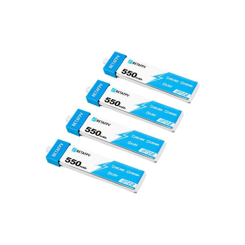 BETAFPV Battery BetaFPV 3.8V 1S 550mAh 40C LiHV Whoop/Micro Battery 4 Pack w/ Plastic Head - BT2.0