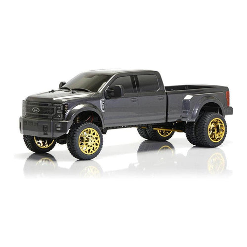 Caloosa Trains And Hobbies RC Truck Grey Titanium CEG8984, Ford F450 American Force Wheel and Fury Tire 1/10 4WD RTR (Blue Galaxy) Custom Truck DL- Series