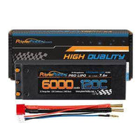 Caloosa Trains And Hobbies RC Battery PHB2S6000120CBULLET, 2S 7.6V 6000mah 120C Graphene + HV Lipo Battery Bullet Deans Plug 120C Continuous / 240C Burst