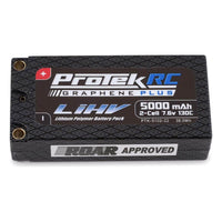 Caloosa Trains And Hobbies Parts & Accessories PTK-5102-22, ProTek RC 2S 130C Low IR Si-Graphene + HV Shorty LiPo Battery (7.6V/5000mAh) w/5mm Connectors (ROAR Approved)