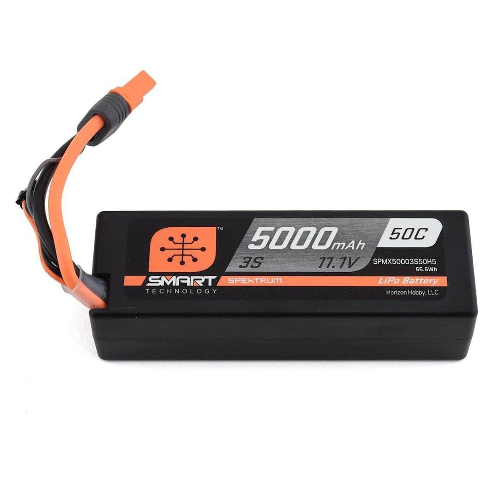 Caloosa Trains And Hobbies Spektrum Batteries & Chargers SPMX50003S50H3, Spektrum RC 3S Smart Hardcase 50C LiPo Battery (11.1V/5000mAh) w/IC3 Connector