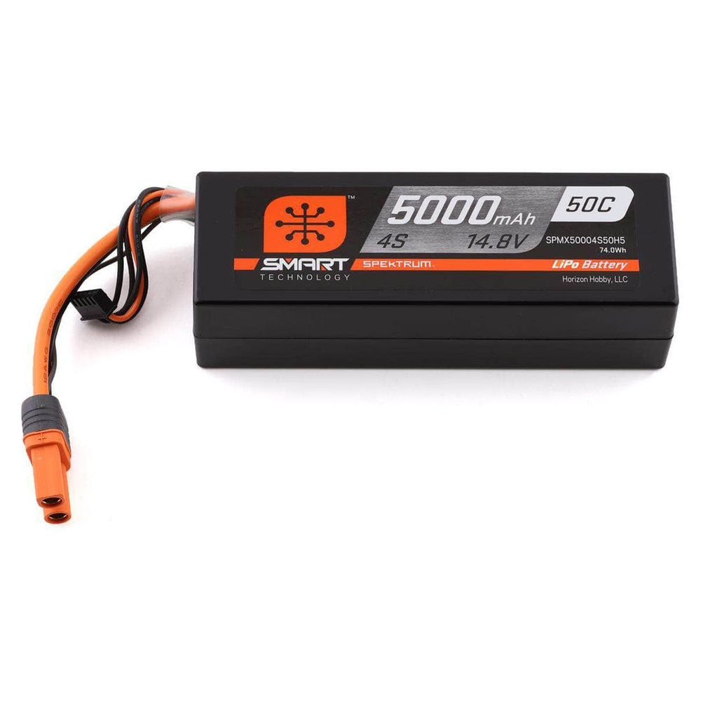 Caloosa Trains And Hobbies Spektrum Batteries & Chargers SPMX50004S50H5, Spektrum RC 4S Smart Hardcase 50C LiPo Battery w/IC5 Connector (14.8V/5000mAh)