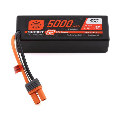 Caloosa Trains And Hobbies Spektrum Batteries & Chargers SPMX53S50H5, Spektrum RC 3S Smart G2 LiPo 50C Battery Pack (11.1V/5000mAh) w/IC5 Connector