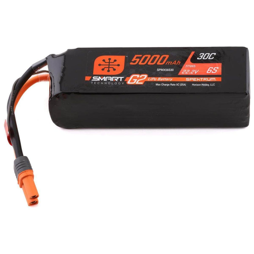 Caloosa Trains And Hobbies Spektrum Batteries & Chargers SPMX56S30, Spektrum RC 6S Smart G2 LiPo 30C Battery Pack (22.2V/5000mAh) w/IC5 Connector