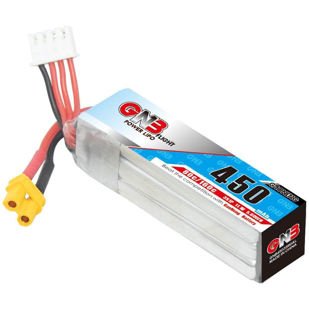 GNB Battery Gaoneng GNB 11.1V 3S 450mAh 80C LiPo Micro Battery (Long Type) - XT30