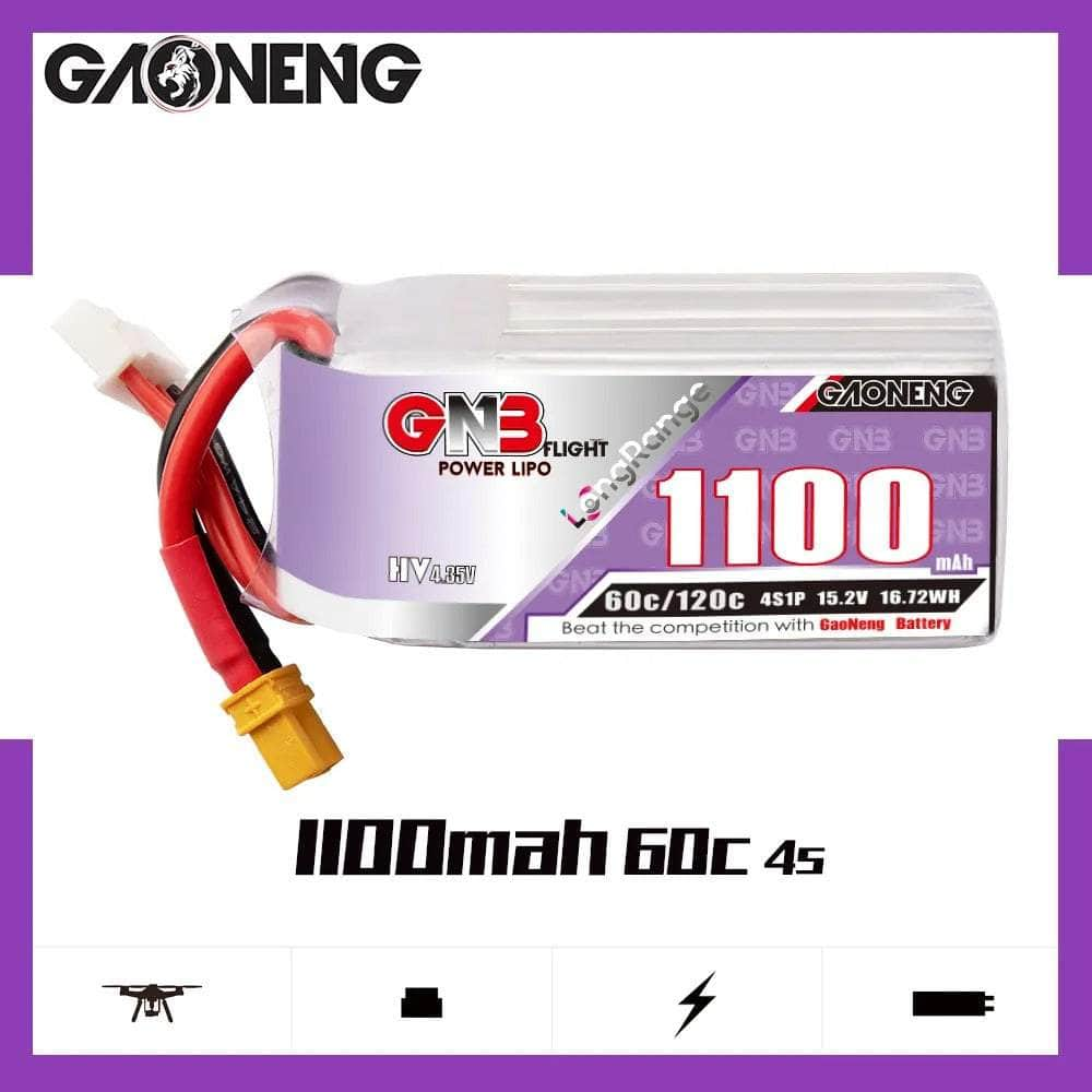 GNB Battery Gaoneng GNB 15.2V 4S 1100mAh 60C LiHV Battery - XT30