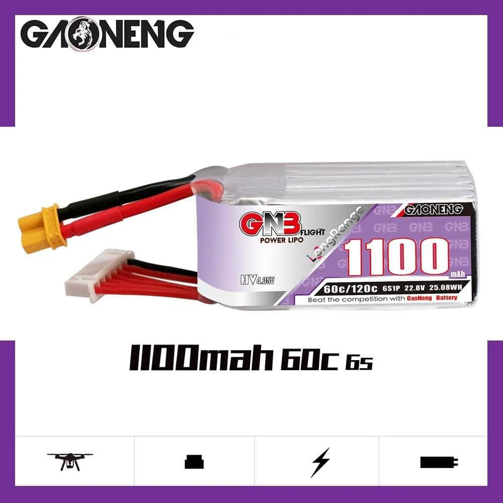 GNB Battery Gaoneng GNB 22.8V 6S 1100mAh 60C LiHV Battery - XT30