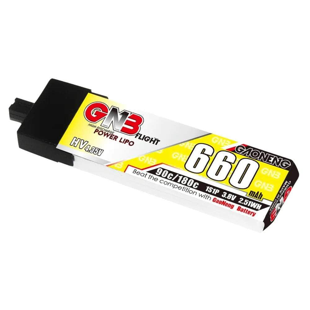 GNB Battery Gaoneng GNB 3.8V 1S 660mAh 90C LiHV Whoop/Micro Battery w/ Plastic Head - A30