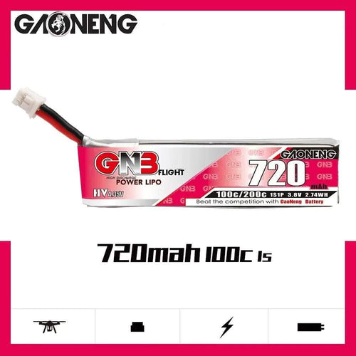 GNB Battery Gaoneng GNB 3.8V 1S 720mAh 100C LiHV Whoop/Micro Battery w/ Cabled - PH2.0