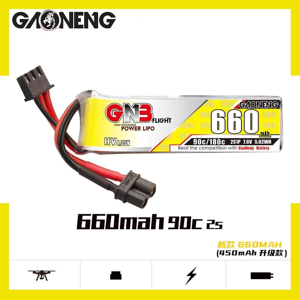 GNB Battery Gaoneng GNB 7.6V 2S 660mAh 90C LiHV Micro Battery (Long Type) - XT30