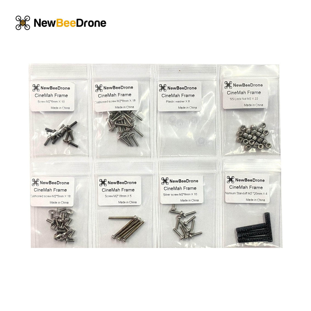 NewBeeDrone Drone Frames 1x Set Hardware and Standoffs NewBeeDrone CinemAh Carbon Fiber Frame Replacement Parts  - Main Plate, Side Plates, Motor Mounts, Etc.