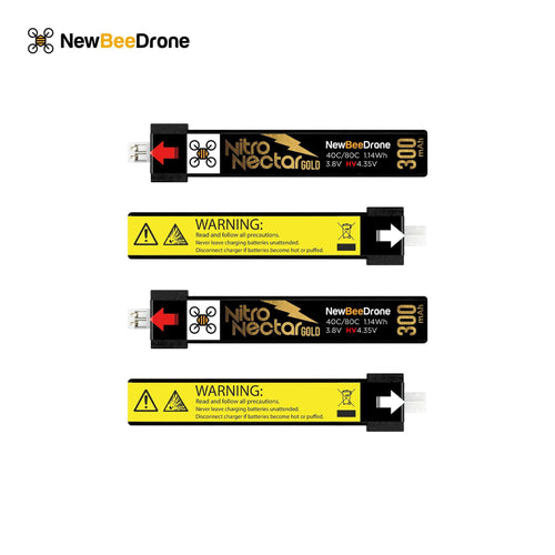 NewBeeDrone Batteries NewBeeDrone Nitro Nectar Gold 300mAh 1S HV LiPo Battery (4 Battery)