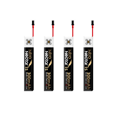 NewBeeDrone Batteries NewBeeDrone Nitro Nectar Gold 300mAh 1S HV LiPo Battery with GNB27 (4 Battery)