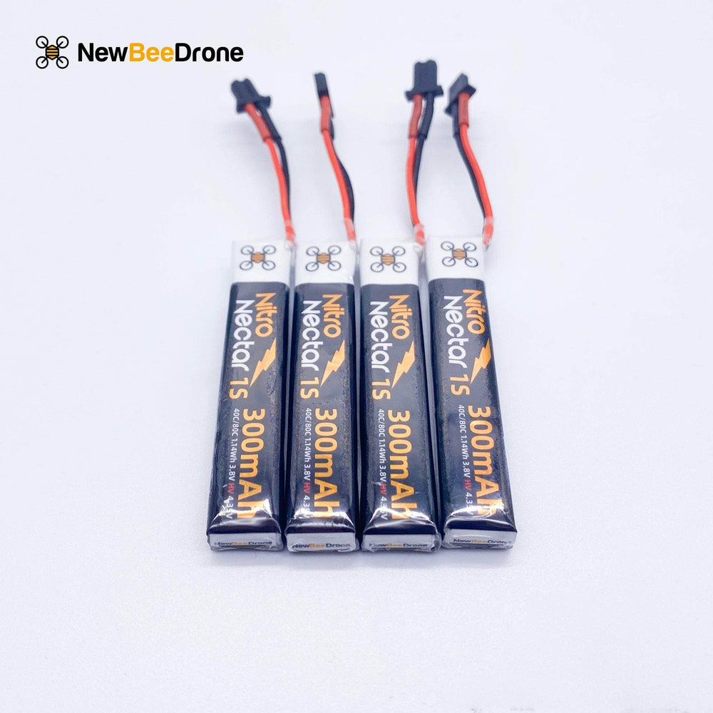 NewBeeDrone Batteries NewBeeDrone Nitro Nectar Gold 300mAh 1S HV LiPo Battery with GNB27 (4 Battery)