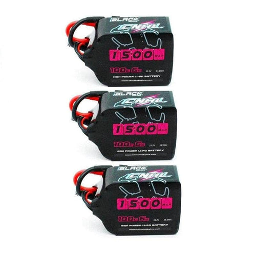 RaceDayQuads 3 PACK of CNHL Black Series 22.2V 6S 1500mAh 100C LiPo Battery - XT60