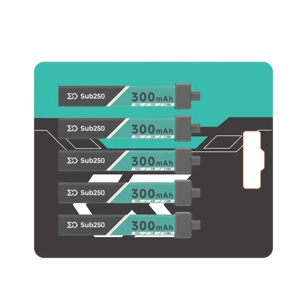 Sub250 1S 300mAh 75C Micro Battery 5PK - A30