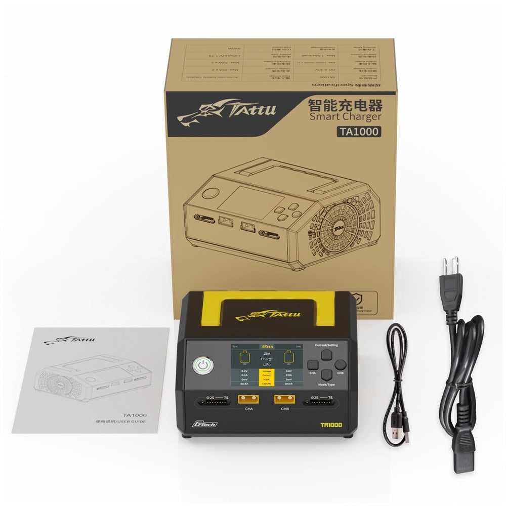 Tattu TA1000 1000W 25A/X2 1-7S G-Tech Dual-Channel LiPo Charger - XT60