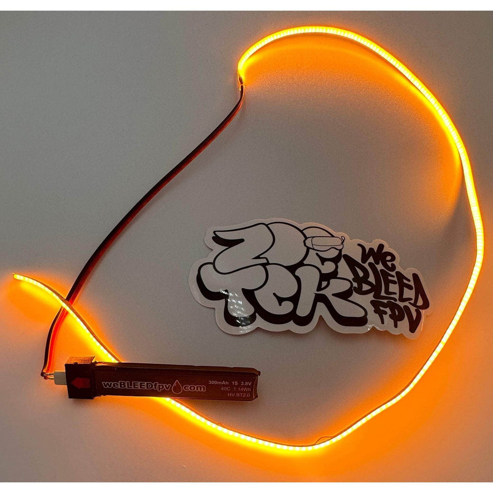 weBLEEDfpv GATES & ACCESSIORES ORANGE 2.7MM WIDE - 5V COB LED WHOOP Light STRIP .5m / 1.65' / 19.6" Length