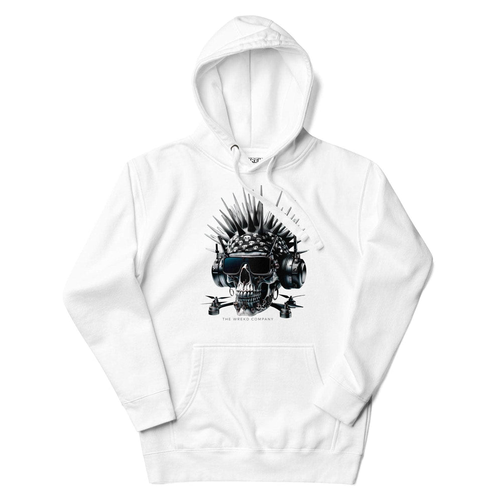 WREKD Co. White / S Cyberpunk FPV Skull Unisex Hoodie by WREKD Co. - Choose White or Black