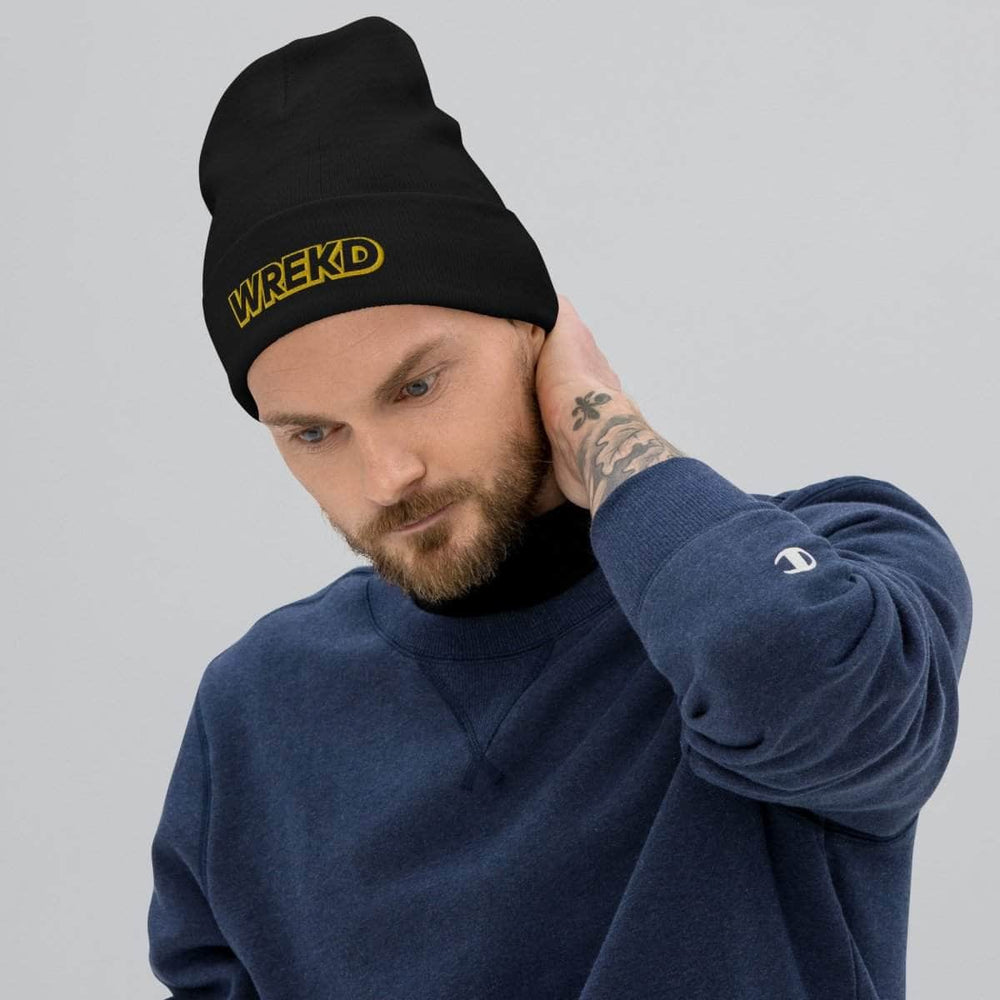 WREKD Co. WREKD Swag WREKD Gold on Black Logo Knit Beanie