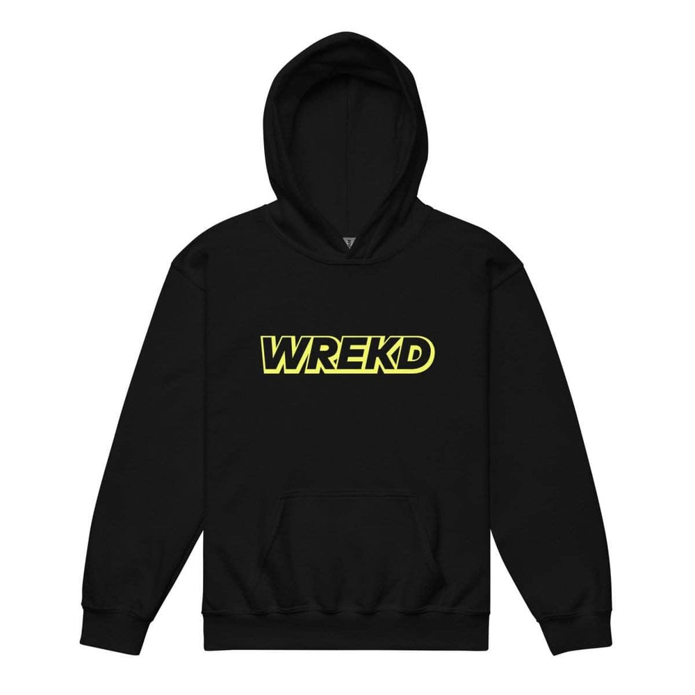 WREKD Co. WREKD Yellow on Black Youth Heavy Blend Logo Hoodie