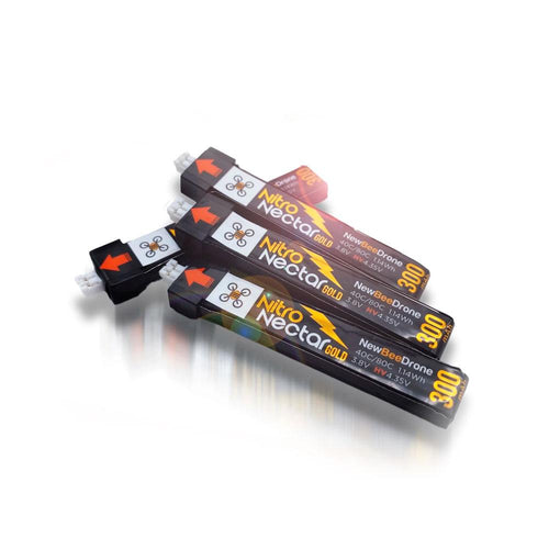 NEWBEEDRONE Battery NewBeeDrone Nitro Nectar Gold 3.8V 1S 300mAh 40/80C LiHV Whoop/Micro Battery 4pcs - Choose Version